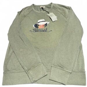 Green 'Blessed' Graphic Sweatshirt (Mens Large)